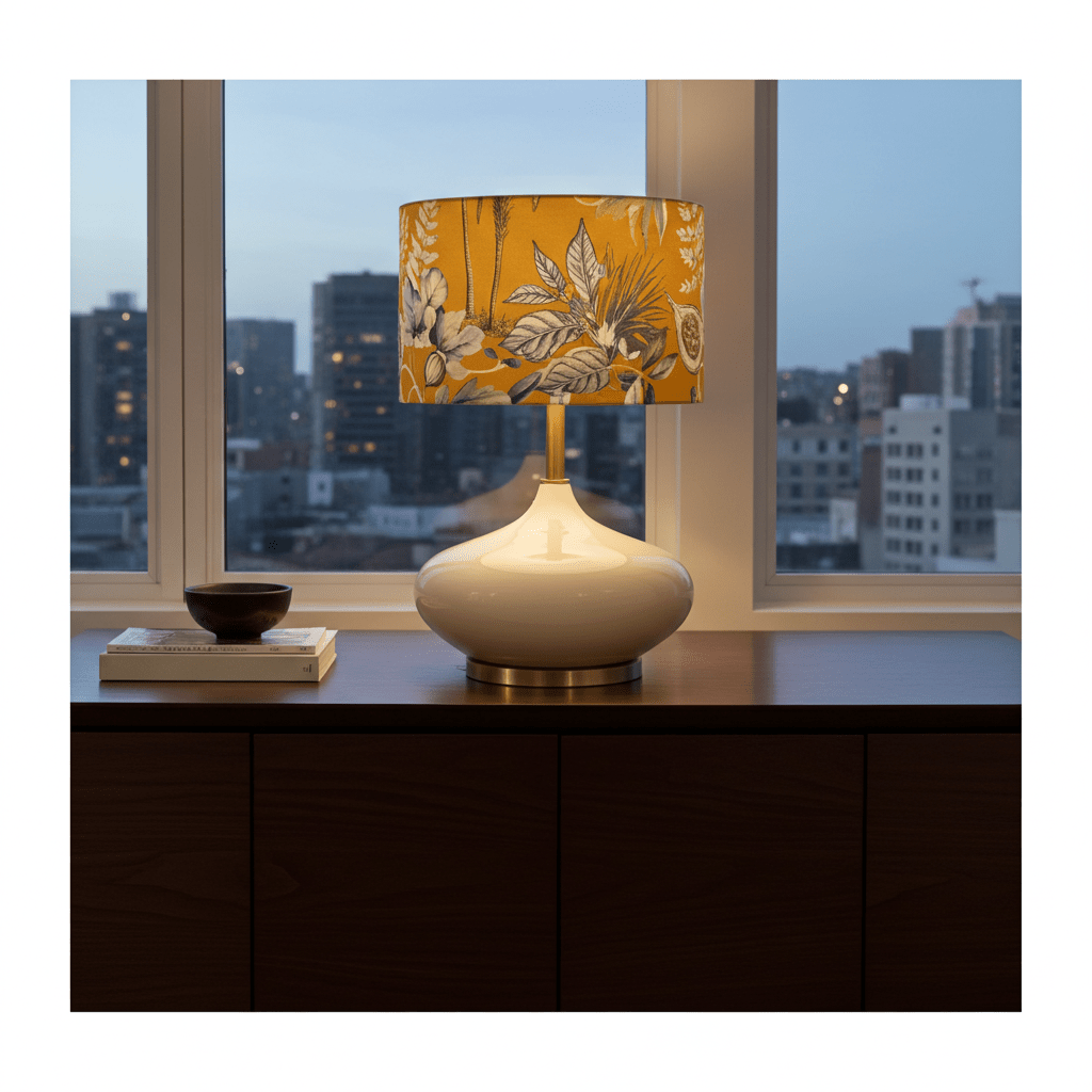 Abajur Golden Tropic - Domus Concept - Light StudioAbajurDomus ConceptAbajur Golden TropicTamborAbajur de Mesa